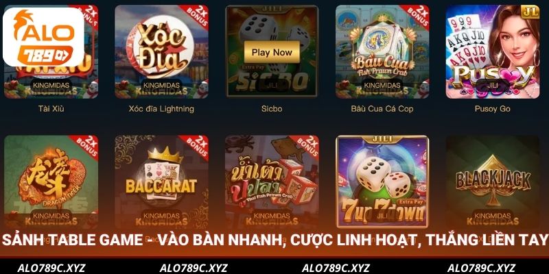 Sảnh Table Game - Vào bàn nhanh, cược linh hoạt, thắng liền tay