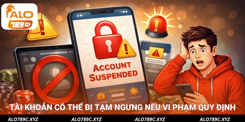 Tài khoản có thể bị tạm ngưng nếu vi phạm quy định