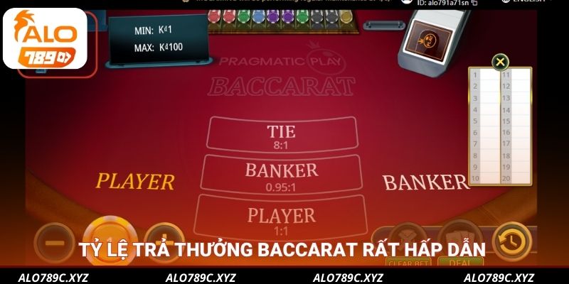 Tỷ lệ trả thưởng Baccarat rất hấp dẫn 